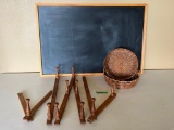 Chalkboard, Baskets & Accordion Coat Hooks