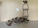 Metal & Glass Grape Plate Holder, Pillar Candle Holder & Basket