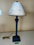 Navy Lamp with Cream Crackle Shade