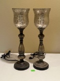 Uplight Table Lamps with Leopard Print Etched Mercury Glass Shade