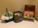 Plastic Easter Eggs, Basket & Grass