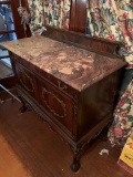 Chippendale style Mahogany and Marble Buffet (3 drawers )