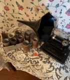 Antique Thomas Edison Phonograph with 8 Music Cylinders