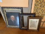Three large frames, two with glass