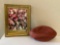 Billy Sims Autographed Football & Framed OU Sooner Football Photograph