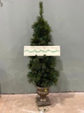Pre-Lit Christmas Tree with Stocking Hanger