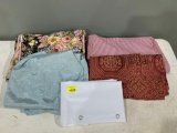 Assorted Fabric Pieces & Plastic Shower Curtain Liner