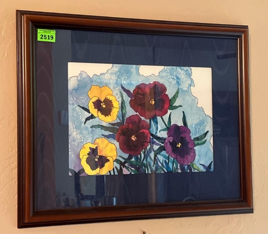 Pansy Framed Watercolor Wall Decor