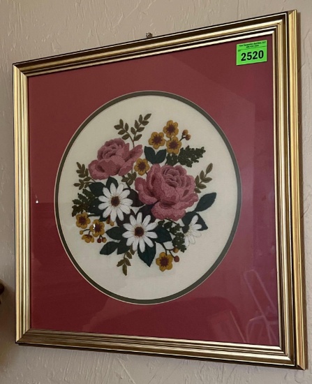 Floral Embroidery Framed Wall Art