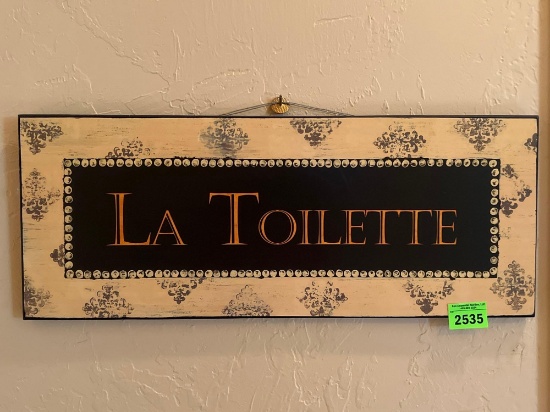Wood La Toilette Sign