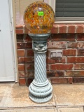 Glass Gazing Ball & Pillar Stand