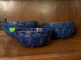 Blue Ceramic Nested Mixing Bowl Set