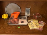 Pizza Pan, Juicer, Sifter, Grater, Pyrex Measuring Cup, Parchment & Pastry Cloths