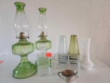 oil lamps and asst glassware