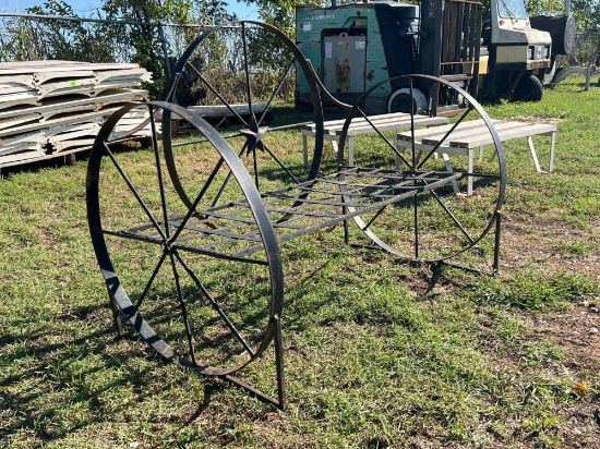 Metal Wagon Wheel Bench