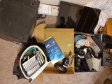 Computer monitor, speaker box, CD cases and more electrical supplies
