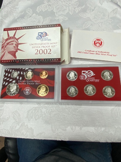 United States mint silver proof set gold dollar $.50 piece dime nickel penny United States mint 50