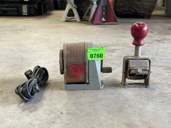 Pencil Sharpener, Stamp & Cord