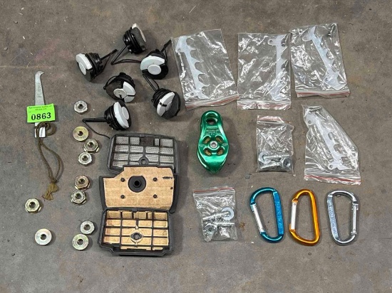 Pulley, Carabiners , Stihl Saw Nuts & Gas Caps