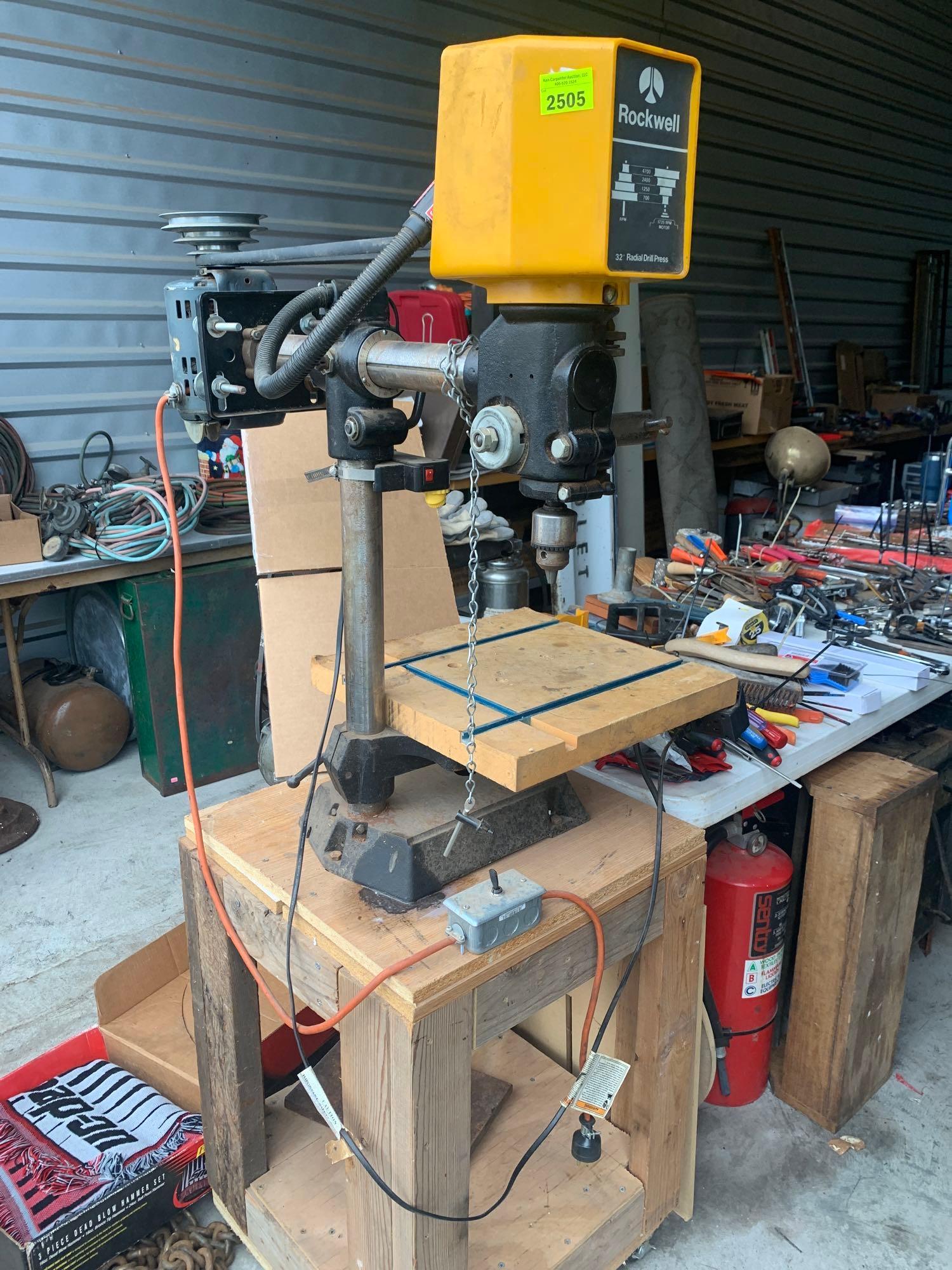 Rockwell 32in radial drill press on wood stand Proxibid