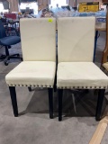 White leather chairs