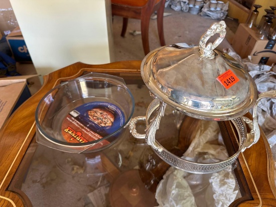chafing dish and glass bowl