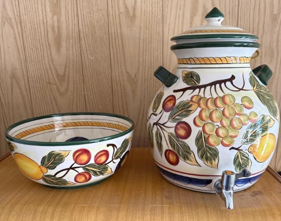 Italian fruit bowl, and drink dispenser
