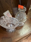 Crystal jar with lid and gravy bowl