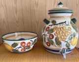 Italian fruit bowl, and drink dispenser