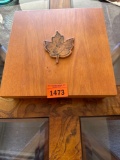 wooden box with paper
