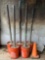Orange Cones & Concrete-Set Metal Poles in Buckets