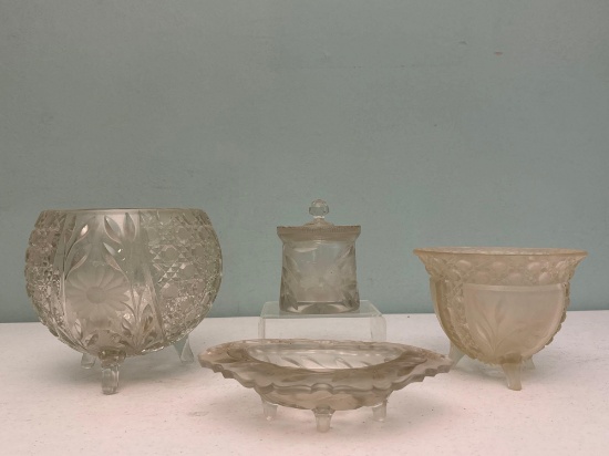 Crystal Cut Glass Bowls & Jar