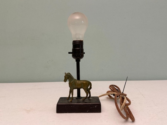 Vintage Brass Horse Lamp