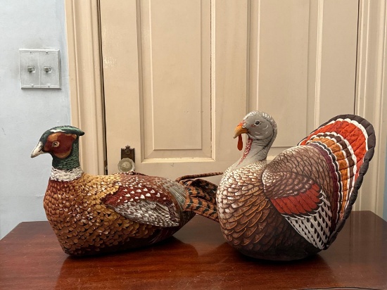 Fabric Stuffed Ring-Necked Pheasant & Turkey