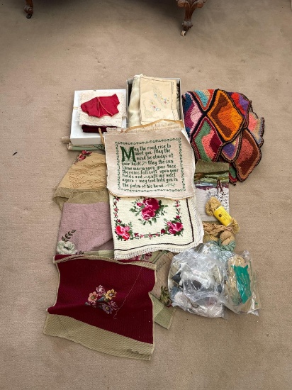 Needlework Supplies & Crocheted Afghan Blanket