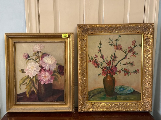 Floral Paintings with Gold Frames