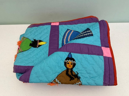 Vintage Native American Woman Quilt