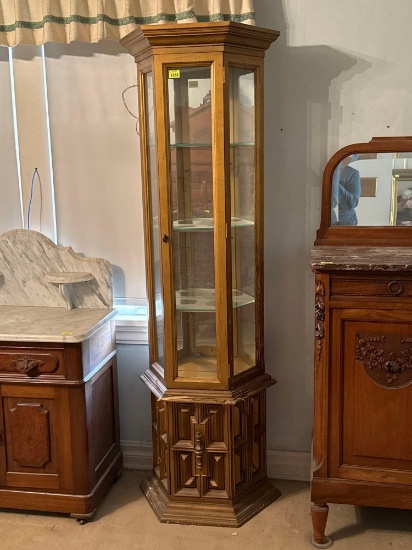 Gold Wood Lighted Curio Cabinet