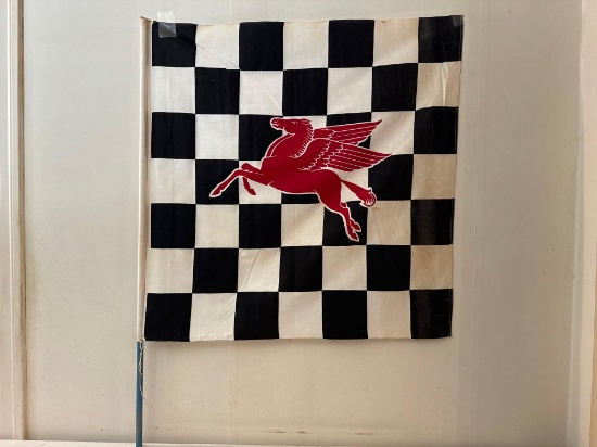 Vintage Mobil Oil Speedway Checkered Flag