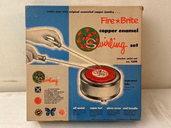 Vintage Fire Brite Copper Enamel Swirling Set
