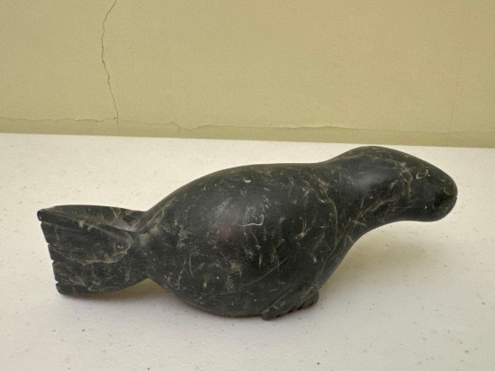 Vintage Eskimo Art Carved Soapstone Seal