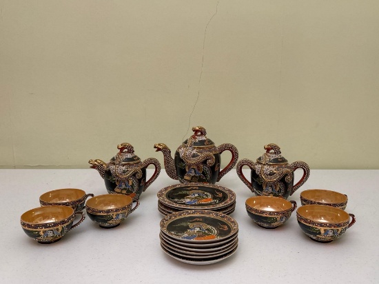 Vintage Japanese Moriage Dragonware Tea Set