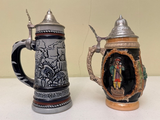 Vintage Ceramic Heidelberg & Avon Beer Steins with Lids