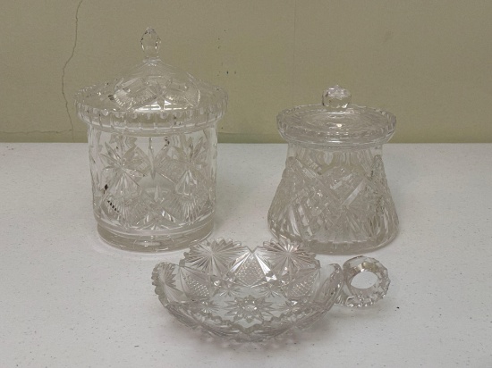 Crystal Cut Glass Jars & Dish