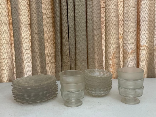 Textured Glass Plates, Bowls & Custard Dishes