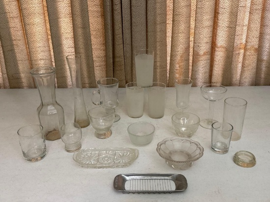 Glasses, Vases, Butter Cutter & Bowls