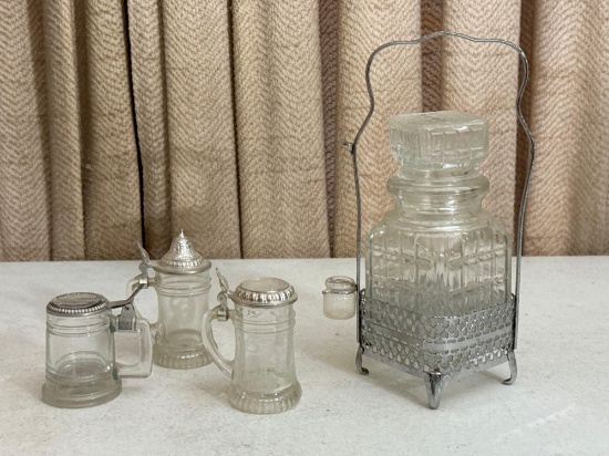 Glass Jar & Mini Glass Steins
