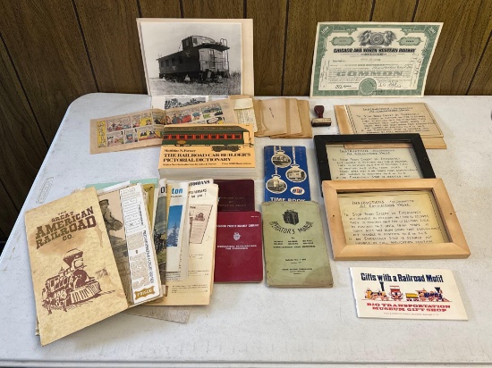 Vintage Railroad/Train Pamphlets, Photos, Manuals & Stock Certificate