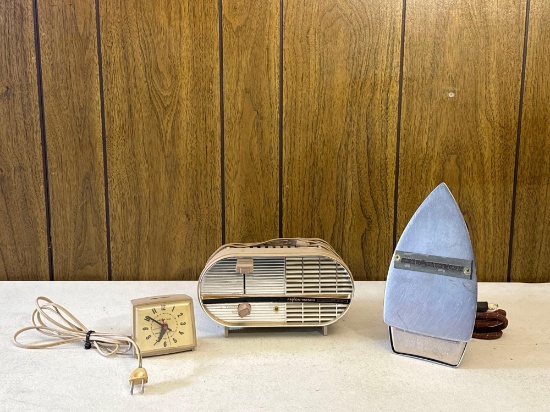 Vintage Alarm Clock, Fanon-Masco Wireless Intercom & Iron
