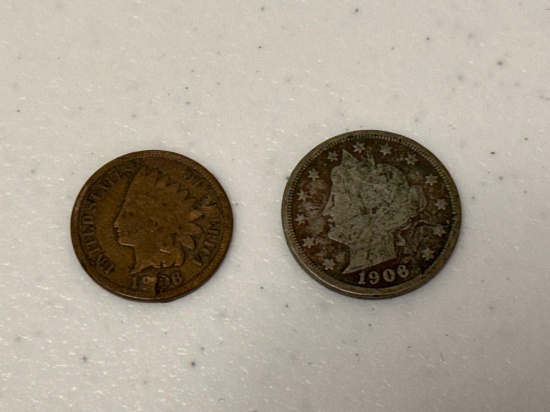 1906 Indian Head Penny & 1906 V-Nickel
